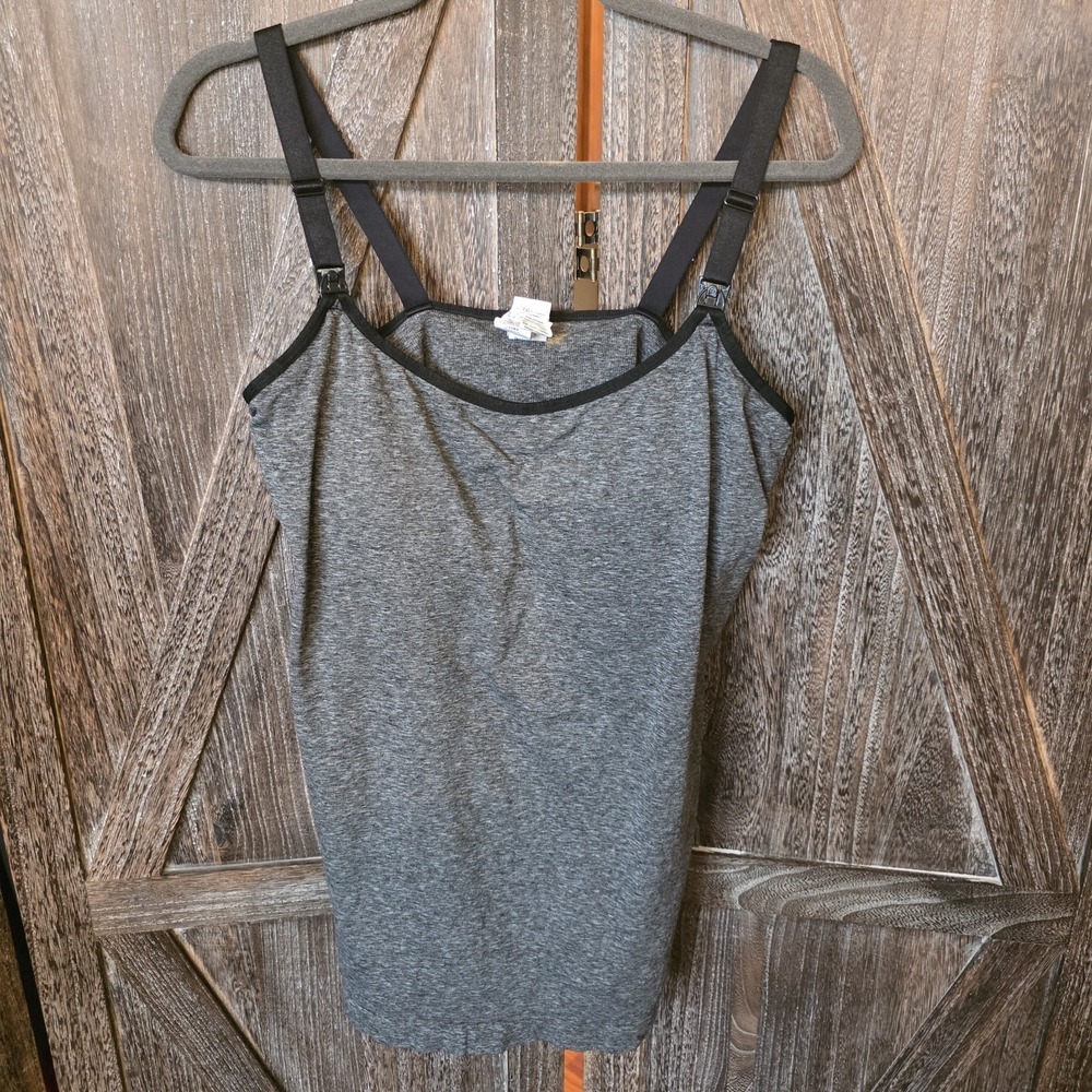 Bravado Designs Tank Top Womens Size 2X Dark Gray Nursing Cami Padded Adjustable